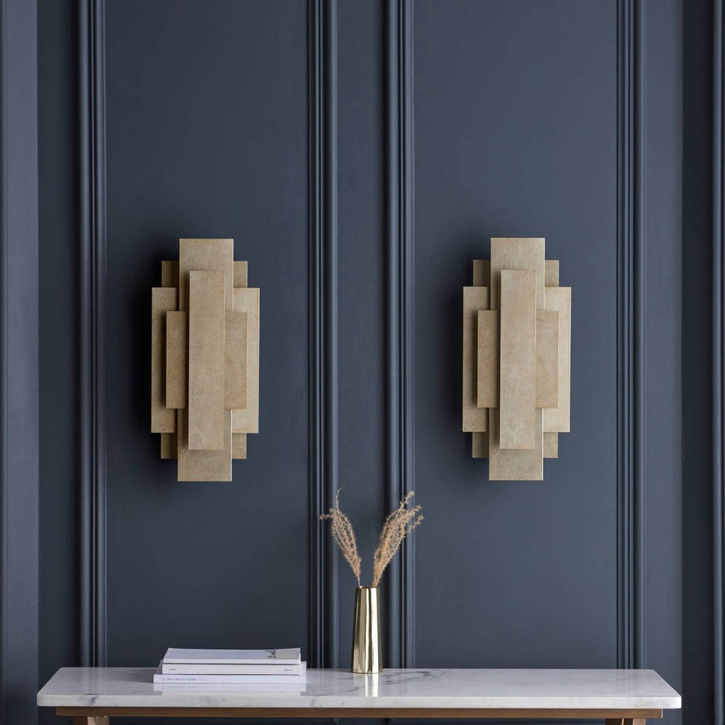 Novena Arteris  Rectangular Wall Light in Antique Silver Leaf - Twin Pack