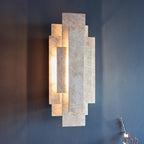 Novena Arteris  Rectangular Wall Light in Antique Silver Leaf - Twin Pack