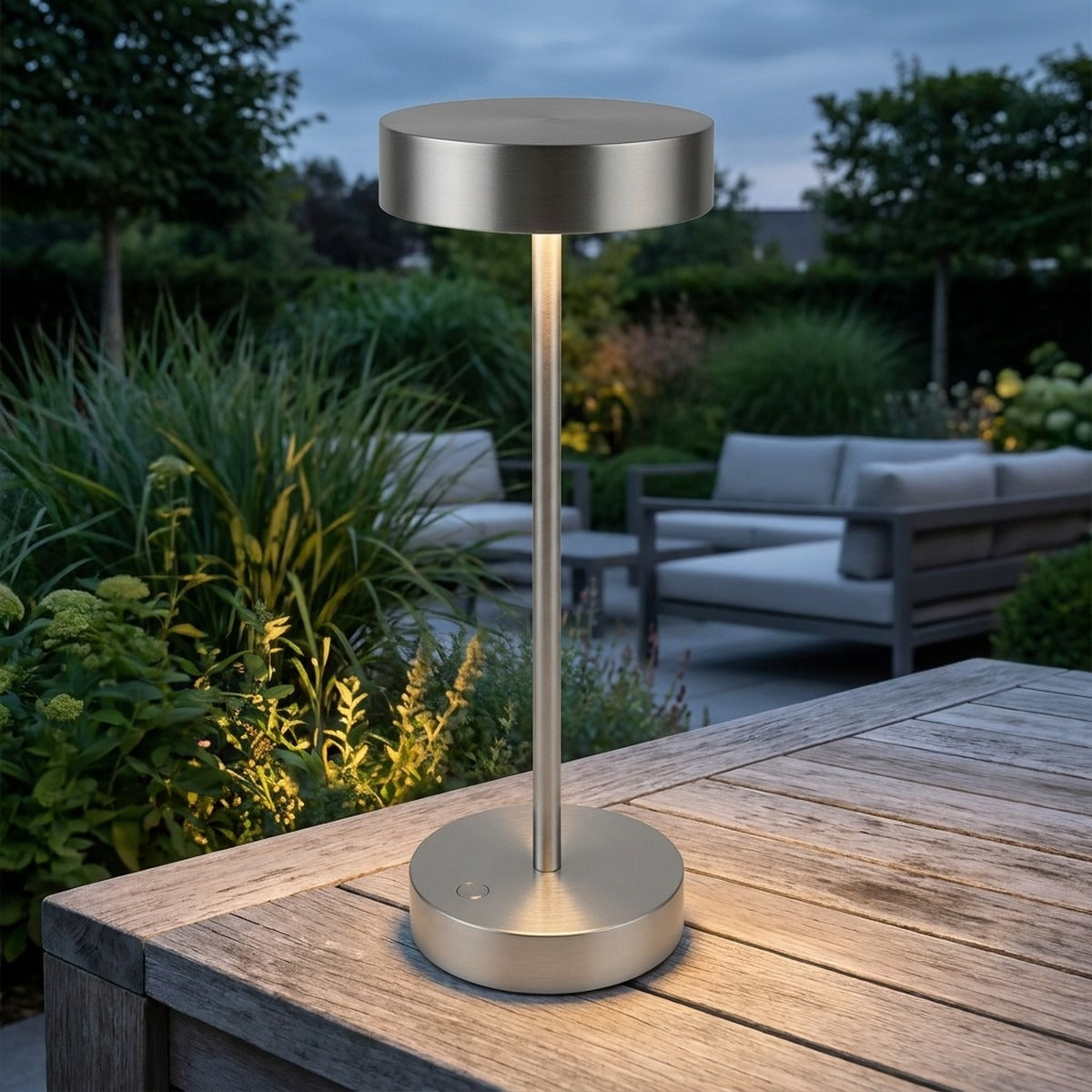 Novena Asta Cordless Rechargeable Table Lamp, Matt Chrome