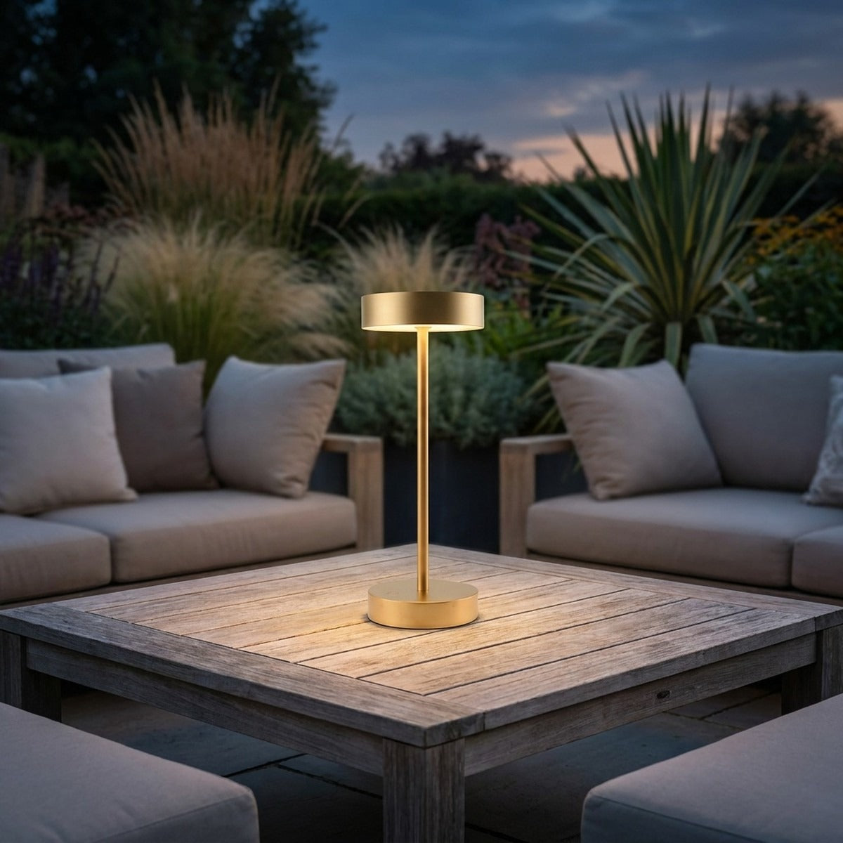Novena Asta Cordless Rechargeable Table Lamp, Matt Gold