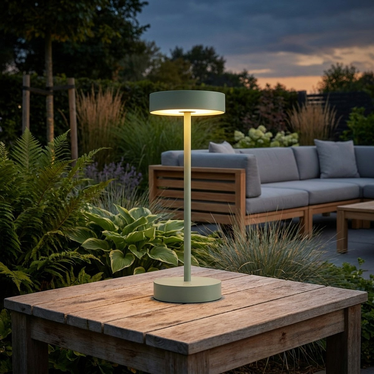 Novena Asta Cordless Rechargeable Table Lamp, Sage