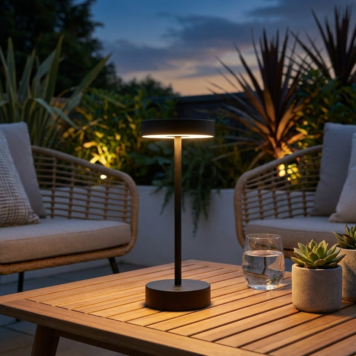 Novena Asta Mini Cordless Rechargeable Table Lamp, Black
