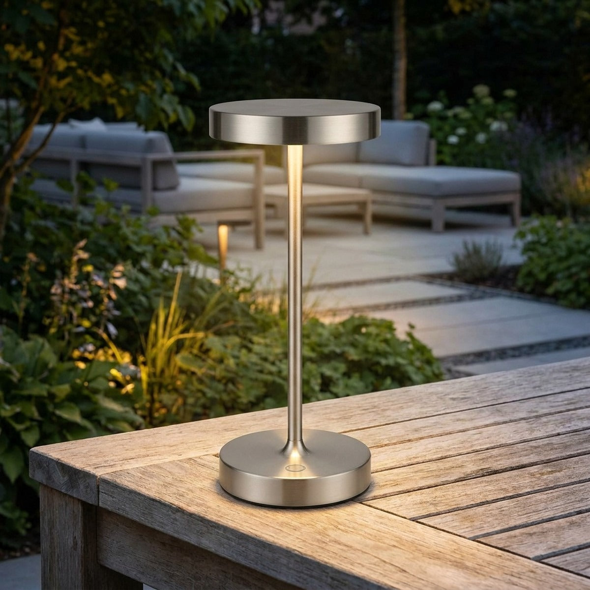 Novena Asta Mini Cordless Rechargeable Table Lamp, Matt Chrome