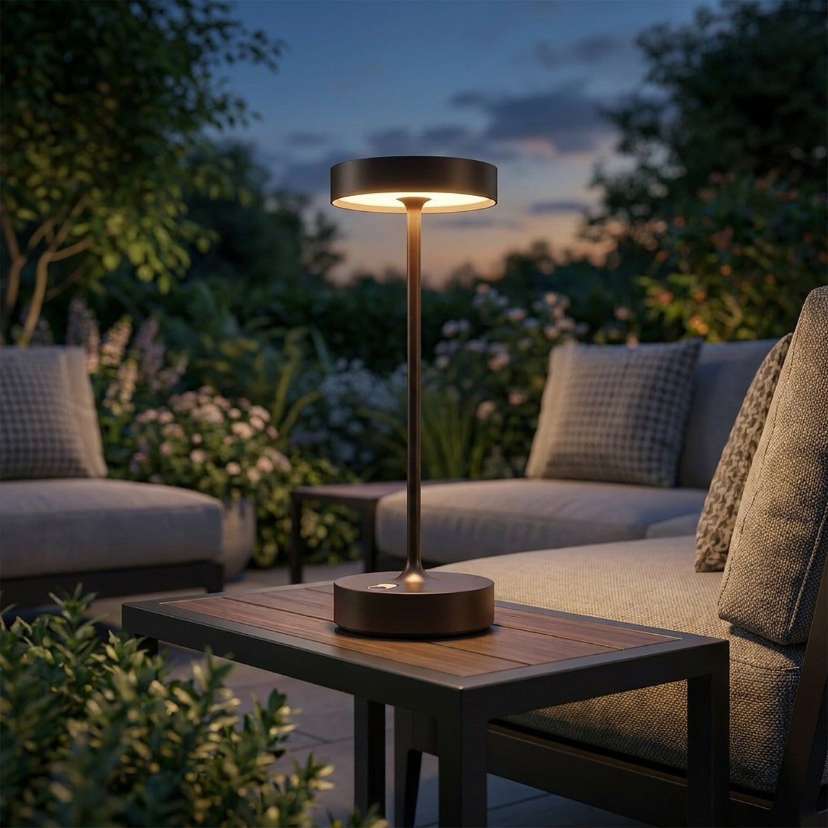 Novena Asta Pro IP65 Cordless Rechargeable Outdoor Table Lamp, Corten
