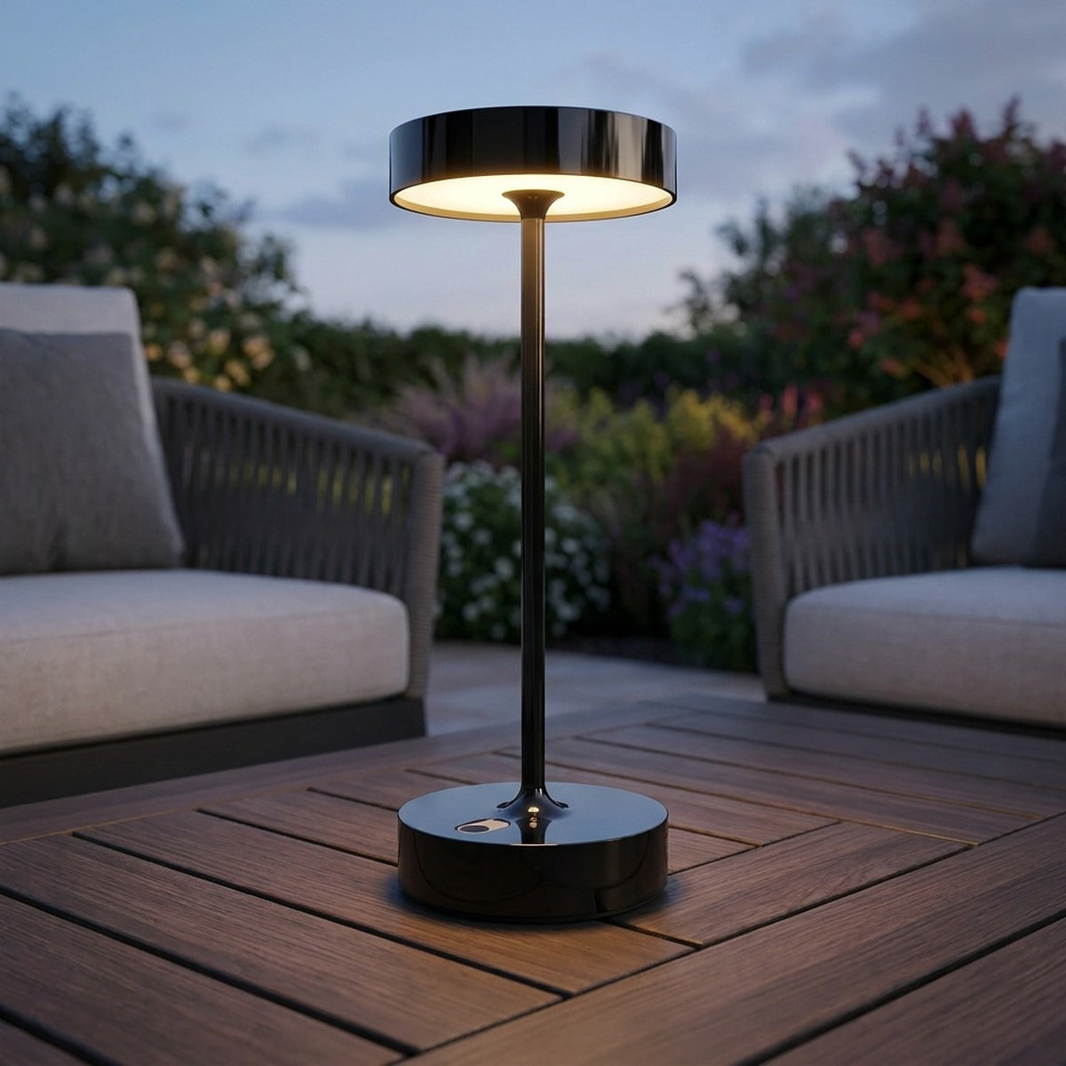 Novena Asta Pro IP65 Cordless Rechargeable Outdoor Table Lamp, Glossy Black