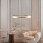 Novena Balma LED Pendant in Brushed Gold Plated and Opal Ribbed Acrylic Hoop