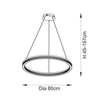 Novena Balma LED Pendant in Brushed Gold Plated and Opal Ribbed Acrylic Hoop