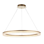 Novena Balma LED Pendant in Brushed Gold Plated and Opal Ribbed Acrylic Hoop