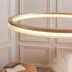 Novena Balma LED Pendant in Brushed Gold Plated and Opal Ribbed Acrylic Hoop