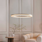 Novena Balma LED Pendant in Brushed Gold Plated and Opal Ribbed Acrylic Hoop