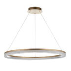 Novena Balma LED Pendant in Brushed Gold Plated and Opal Ribbed Acrylic Hoop