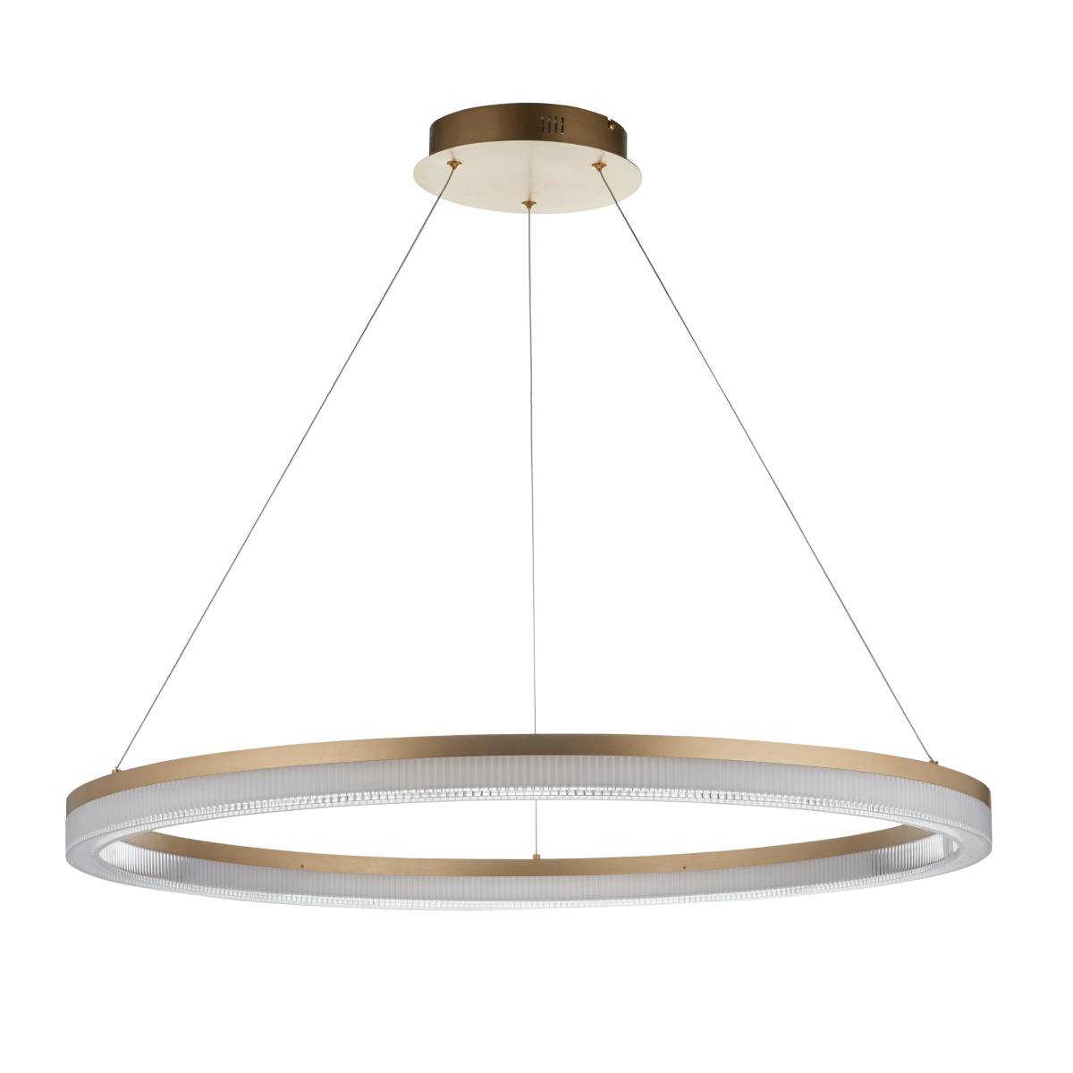 Novena Balma LED Pendant in Brushed Gold Plated and Opal Ribbed Acrylic Hoop