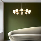 Novena Barbosa 10 Light Pendant Light Satin Brushed Gold White Glass