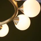 Novena Barbosa 10 Light Pendant Light Satin Brushed Gold White Glass