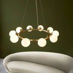 Novena Barbosa 10 Light Pendant Light Satin Brushed Gold White Glass