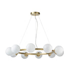 Novena Barbosa 10 Light Pendant Light Satin Brushed Gold White Glass