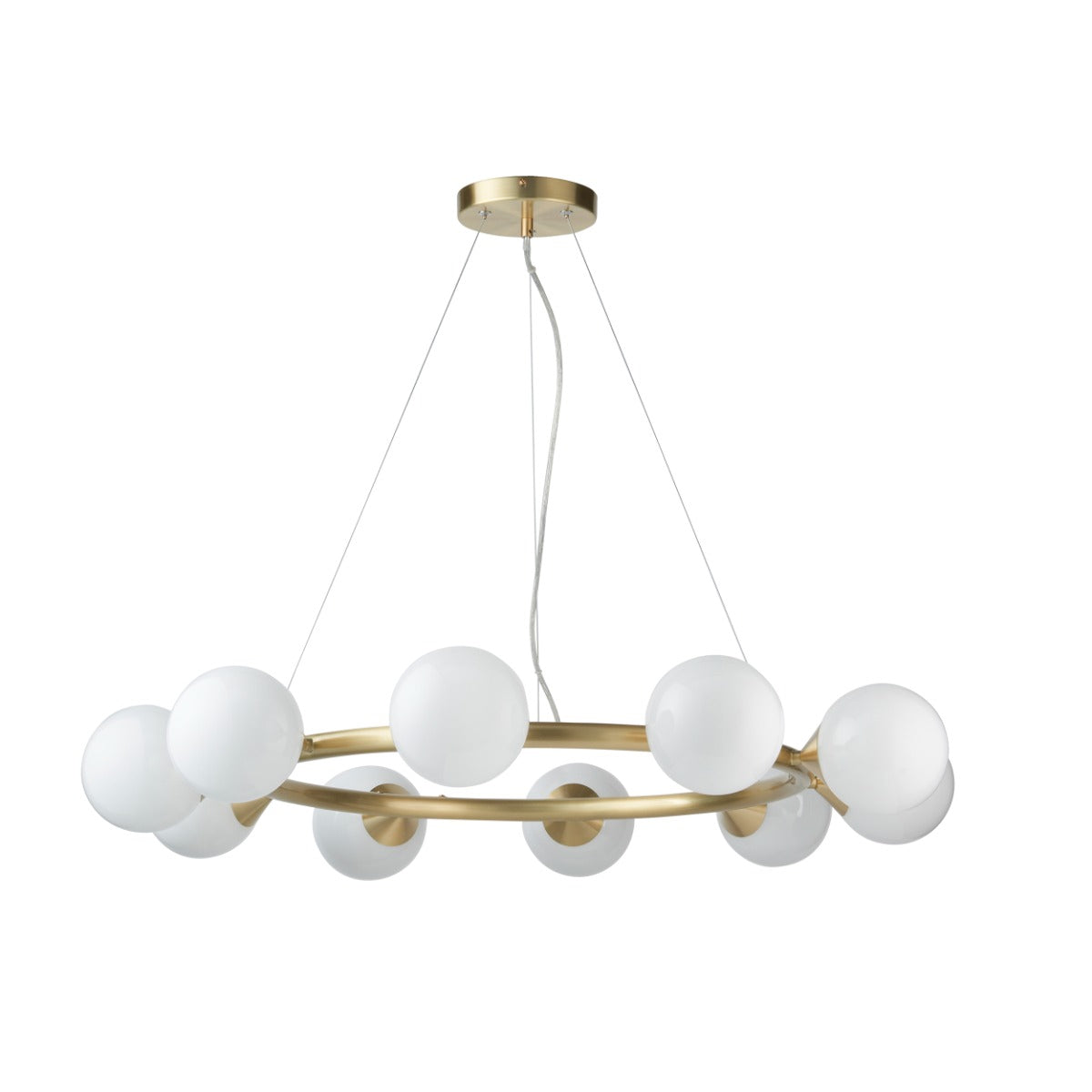 Novena Barbosa 10 Light Pendant Light Satin Brushed Gold White Glass