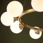 Novena Barbosa 10 Light Pendant Light Satin Brushed Gold White Glass