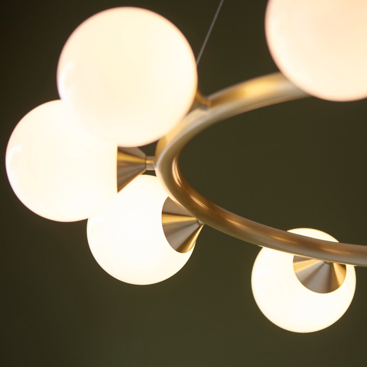 Novena Barbosa 10 Light Pendant Light Satin Brushed Gold White Glass