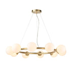 Novena Barbosa 10 Light Pendant Light Satin Brushed Gold White Glass