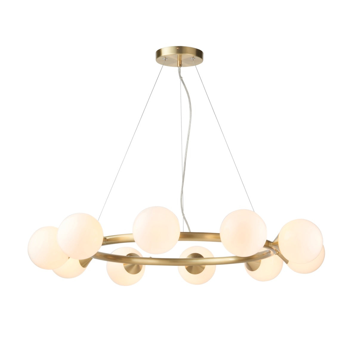 Novena Barbosa 10 Light Pendant Light Satin Brushed Gold White Glass