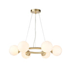 Novena Barbosa 6 Light Pendant Light Satin Brass Plate Gloss White Glass