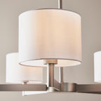 Novena Barrio 5 Light Pendant Light Matt Nickel Plate Taupe Fabric