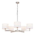 Novena Barrio 5 Light Pendant Light Matt Nickel Vintage White Fabric