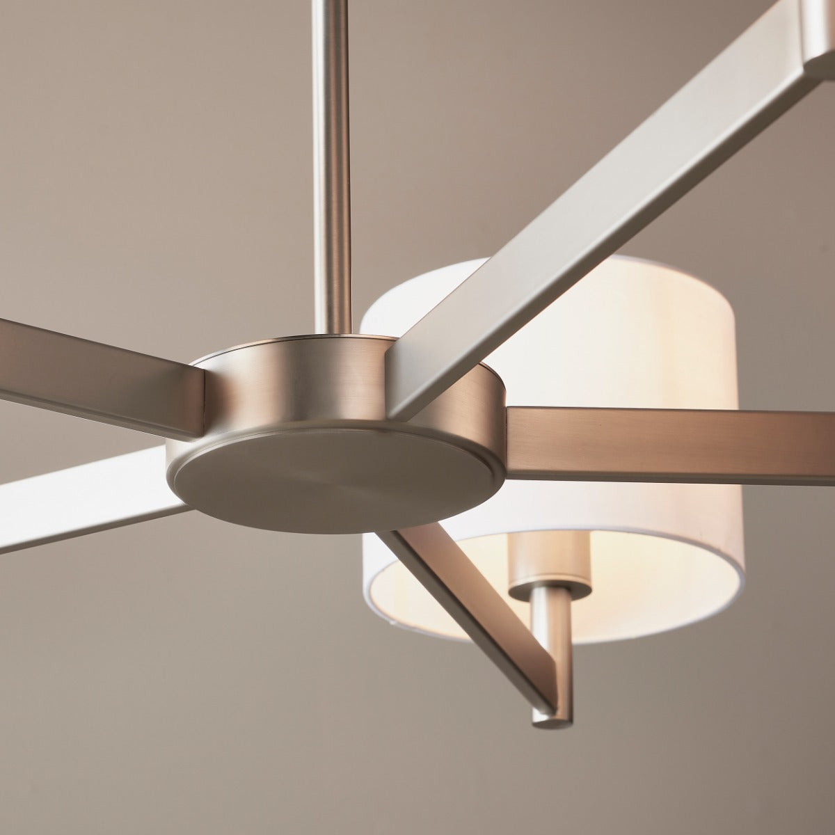 Novena Barrio 5 Light Pendant Light Matt Nickel Vintage White Fabric