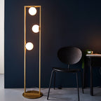 Novena Bromos 3 Light Floor Lamp Brushed Gold Gloss Opal Glass