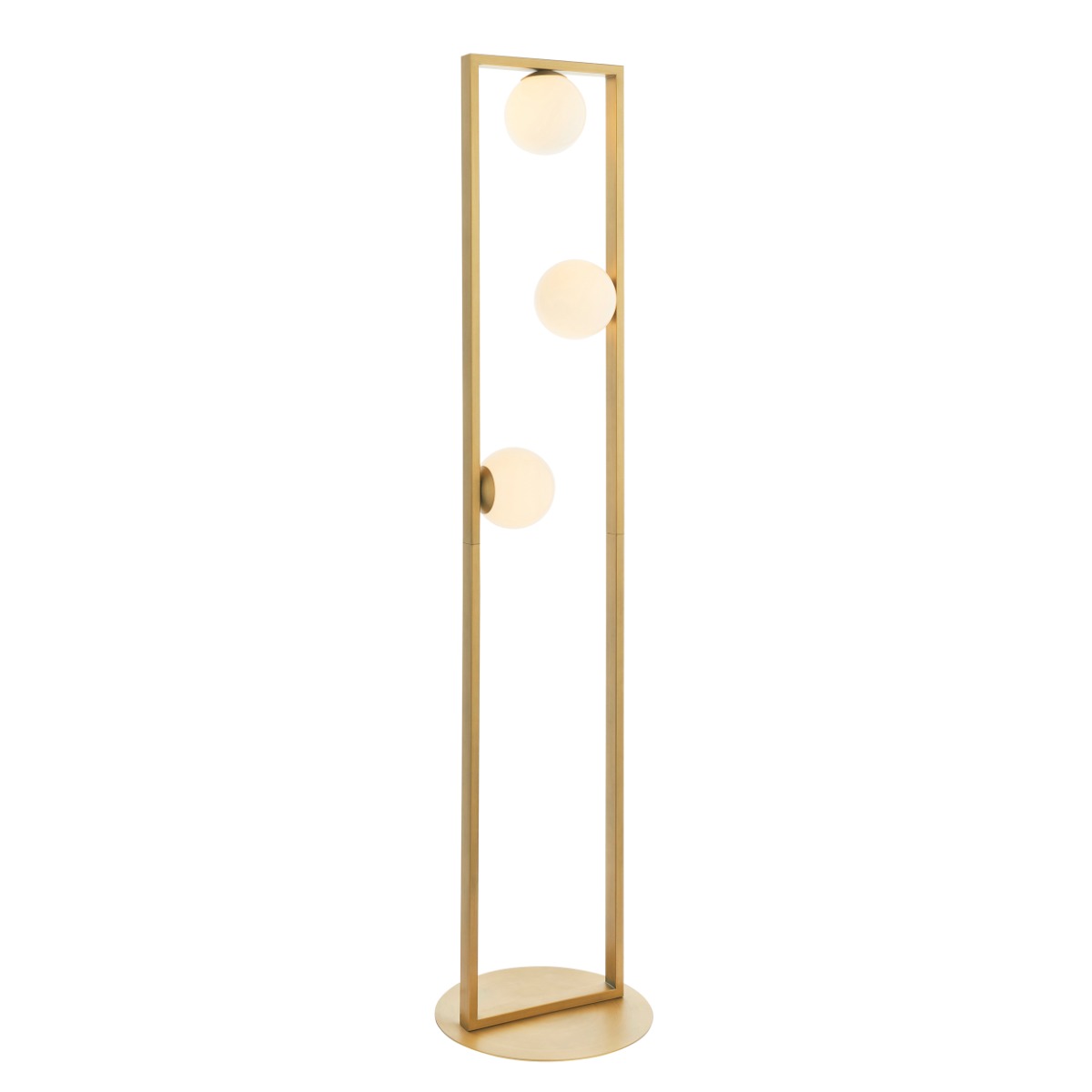 Novena Bromos 3 Light Floor Lamp Brushed Gold Gloss Opal Glass