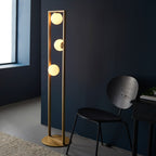 Novena Bromos 3 Light Floor Lamp Brushed Gold Gloss Opal Glass