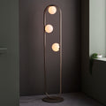 Novena Bromos 3 Light Floor Lamp Brushed Silver Gloss Opal Glass