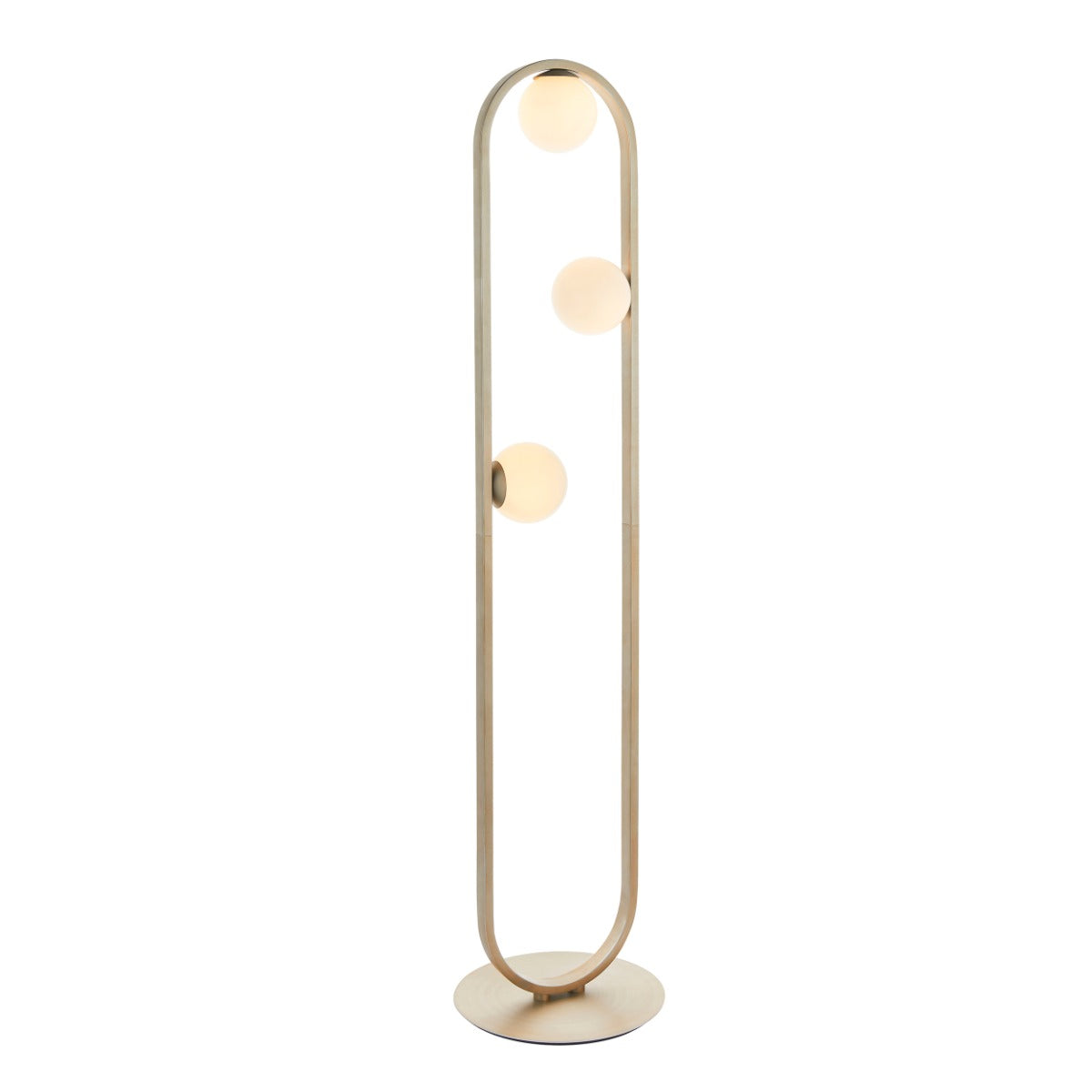 Novena Bromos 3 Light Floor Lamp Brushed Silver Gloss Opal Glass