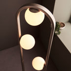 Novena Bromos 3 Light Floor Lamp Brushed Silver Gloss Opal Glass
