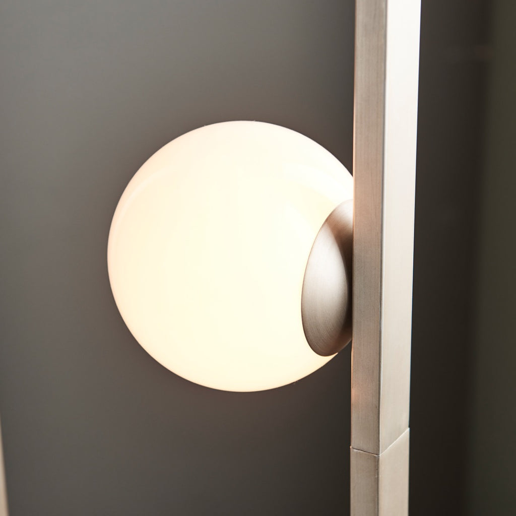 Novena Bromos 3 Light Floor Lamp Brushed Silver Gloss Opal Glass