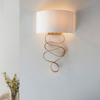 Novena Bulso 1 Light Wall Light Gold Leaf Ivory Cotton Fabric