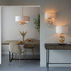 Novena Bulso 1 Light Wall Light Gold Leaf Ivory Cotton Fabric