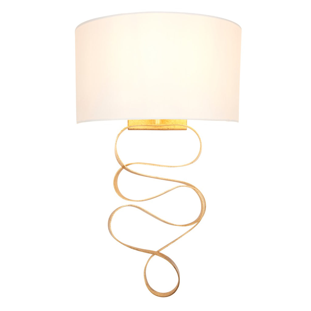 Novena Bulso 1 Light Wall Light Gold Leaf Ivory Cotton Fabric