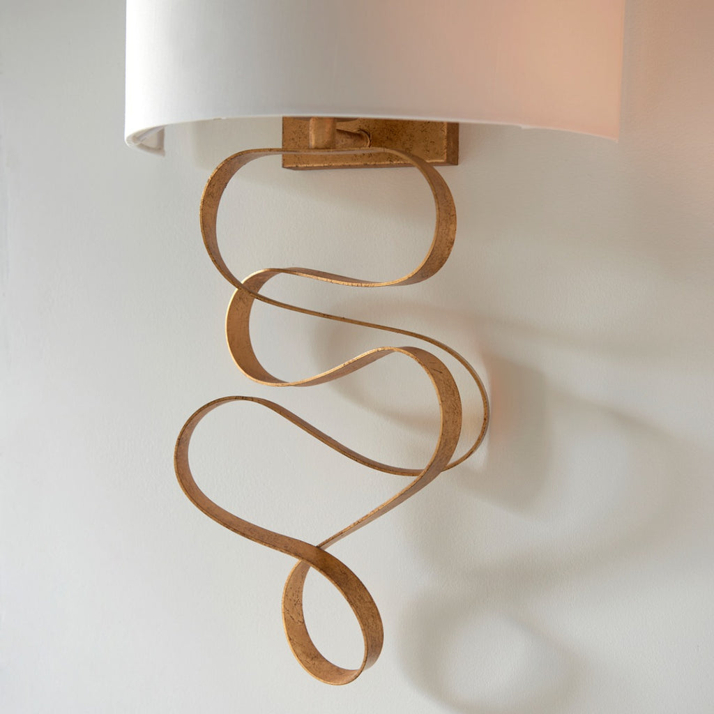 Novena Bulso 1 Light Wall Light Gold Leaf Ivory Cotton Fabric