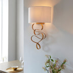 Novena Bulso 1 Light Wall Light Gold Leaf Ivory Cotton Fabric