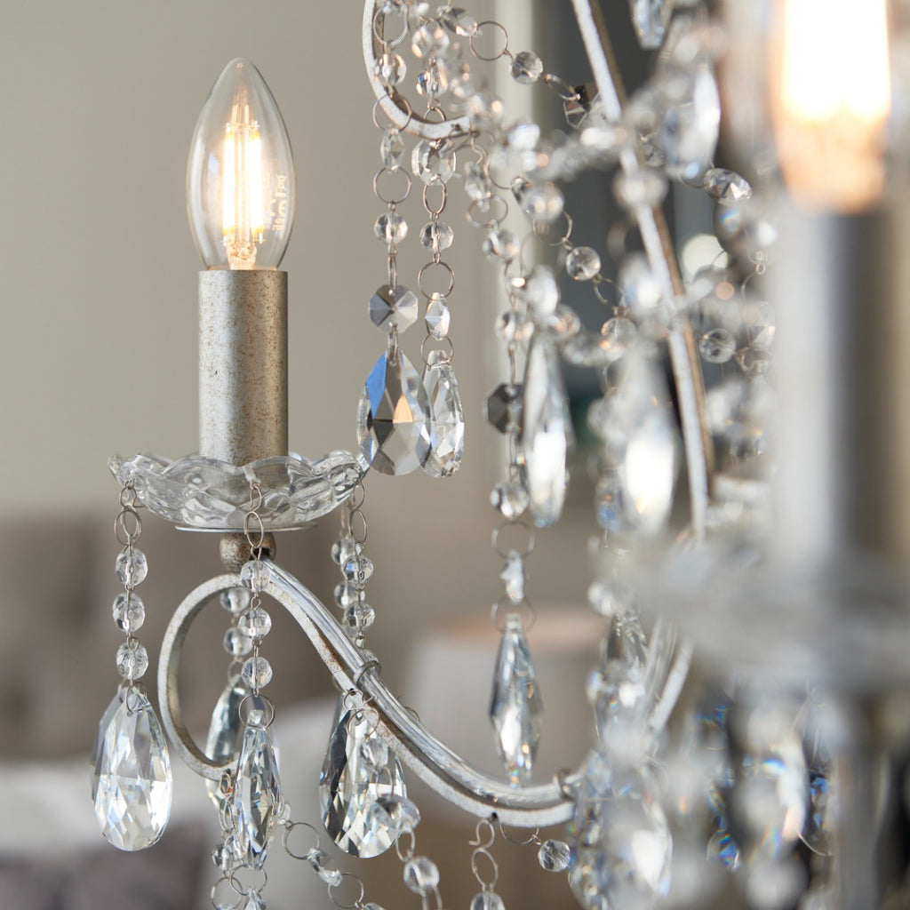 Novena Cafede 3 Light Pendant Light Aged Silver Clear Cut Glass