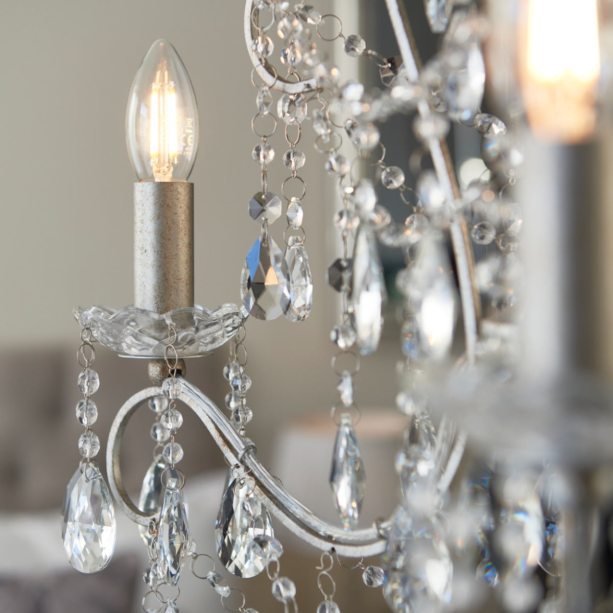 Novena Cafede 3 Light Pendant Light Aged Silver Clear Cut Glass