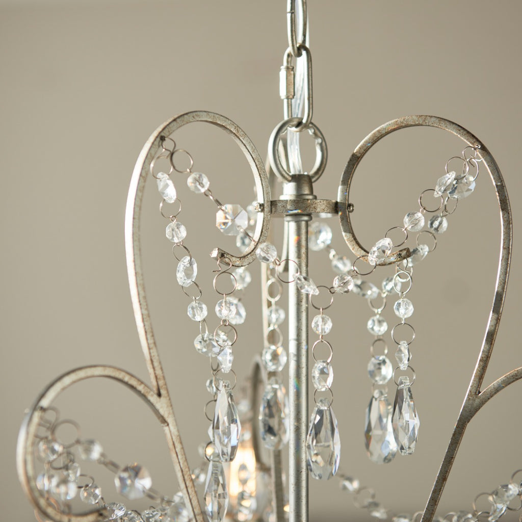Novena Cafede 3 Light Pendant Light Aged Silver Clear Cut Glass