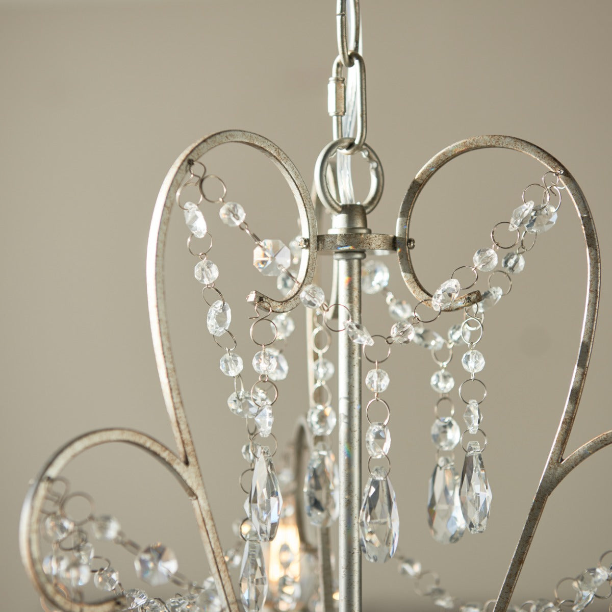 Novena Cafede 3 Light Pendant Light Aged Silver Clear Cut Glass
