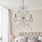 Novena Cafede 3 Light Pendant Light Aged Silver Clear Cut Glass