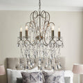 Novena Cafede 5 Light Crystal Chandelier in Aged Silver Paint with Clear Cut Glass
