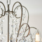 Novena Cafede 5 Light Crystal Chandelier in Aged Silver Paint with Clear Cut Glass