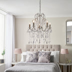 Novena Cafede 5 Light Crystal Chandelier in Aged Silver Paint with Clear Cut Glass
