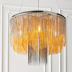 Novena Calvos 5 Light Pendant Light Bright Nickel Plate Gold Black Effect Chain